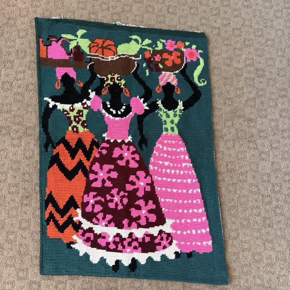 Vintage Folk Art Tapestry Haitian